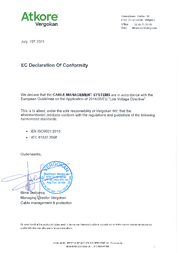 20210719 EC Declaration of Conformity Cable Management Systems